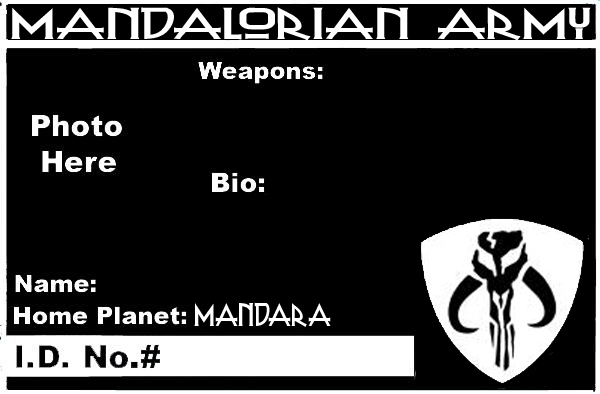Blank Order Mandalorian I.D. Card, Something I Came Up With For A Membership I.D. Card