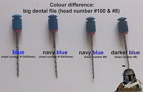 Colour Difference big blue dental file (Head No 100 &  No 8)