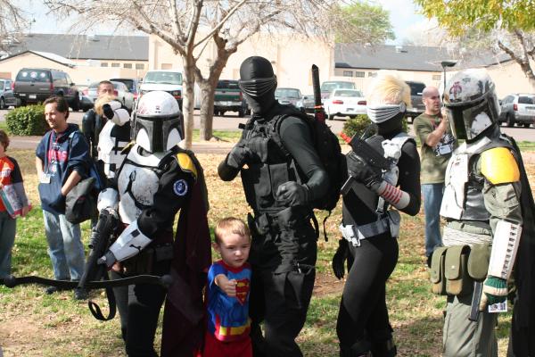 My son as "Super Boy" Me & the GF. "as Snake Eyes" Someone please chime in and tell me who these two Mando's are, They were @ the Phoenix Comicon 2009 this past January.
Thanks!